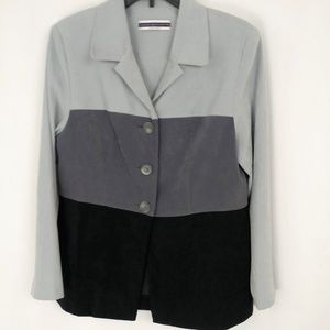 Amanda Smith Petite Gray Color Block Blazer
